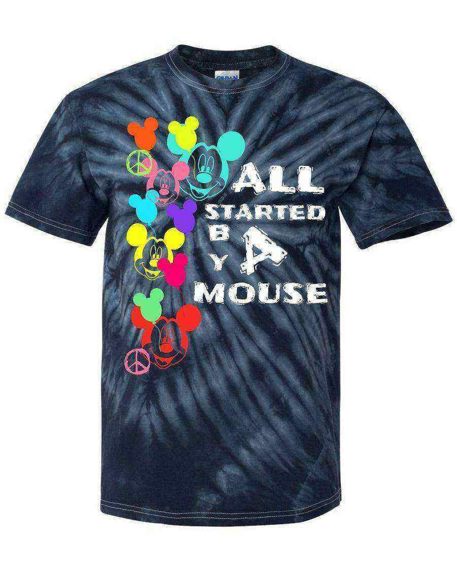 All Started By A Mouse Tie-Dye Tee | Mickey Balloons Tee - Dylan's Tees