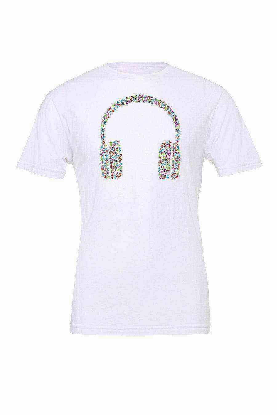 Music Notes And Head Phones Tee | Music Notes Shirt - Dylan's Tees