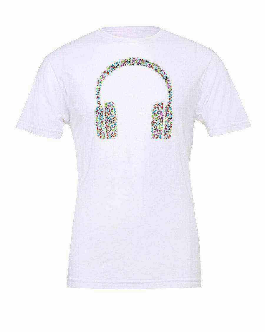 Womens | Music Notes And Head Phones Tee | Music Notes Shirt - Dylan's Tees